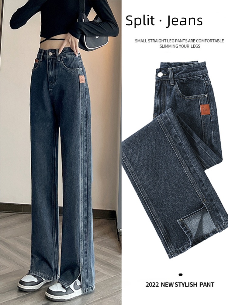 High waist Fork Fat mm Big size Show thin Sagging sensation Jeans