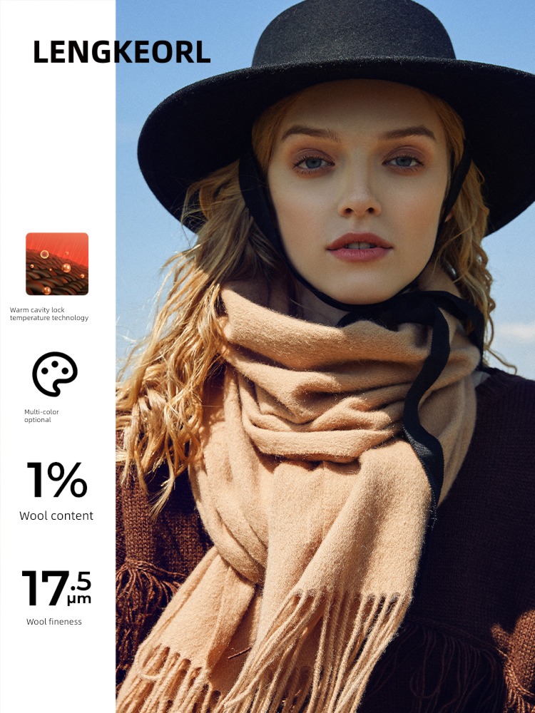 Link 100% Pure wool scarf female winter keep warm Versatile white Neckline Shawl schoolboy mom a birthday present