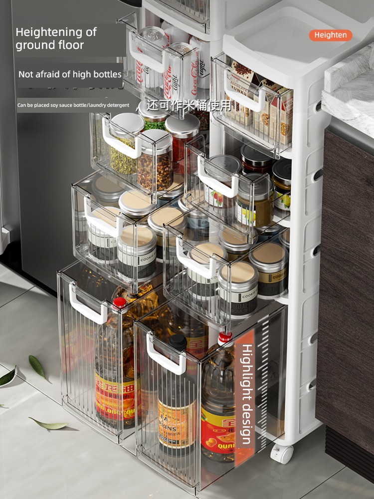 Crevice Shelf kitchen Refrigerator crevice Storage cabinet Narrow slit Locker Storage snacks multi-storey Storage rack to ground