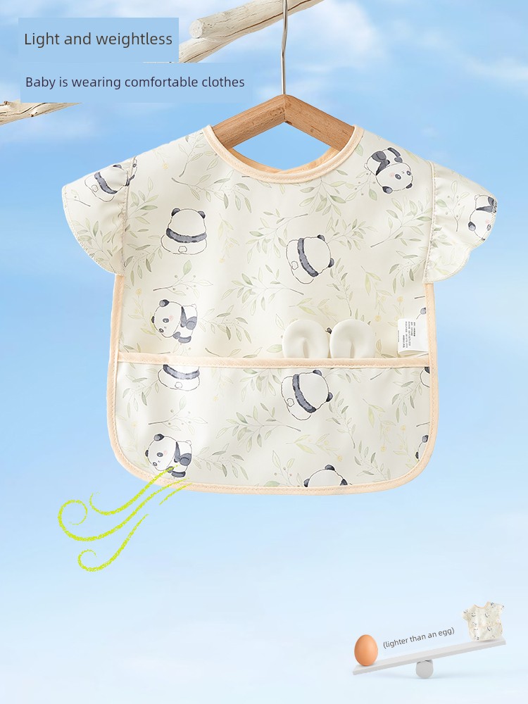 Baby Smock, Kidsren's Eating Bib, Baby Food Supplement, Waterproof and Anti-Dirty, Lace Sleeves for Baby Girls, Summer Thin Apron — 3