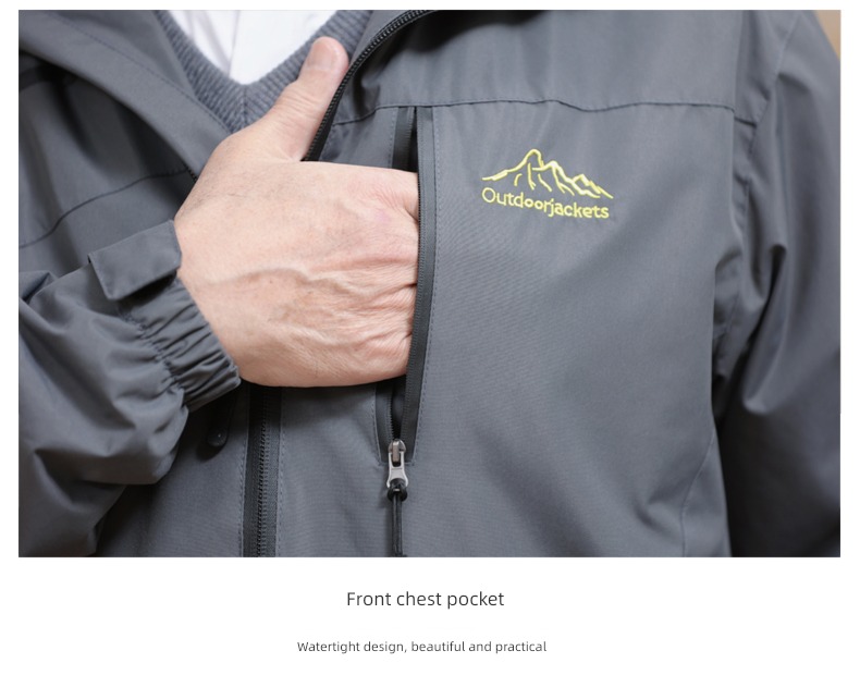 Middle aged and elderly spring and autumn Hooded man Windbreak ventilation loose coat
