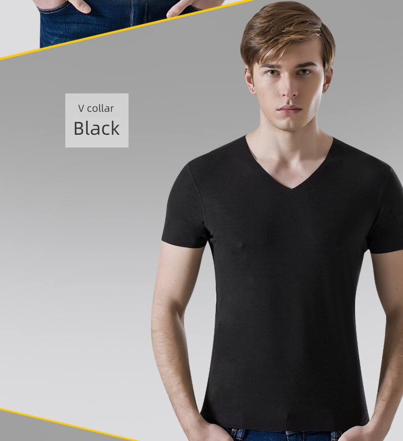 modal  man V-neck Tight fitting Undershirt Short sleeve T-shirt