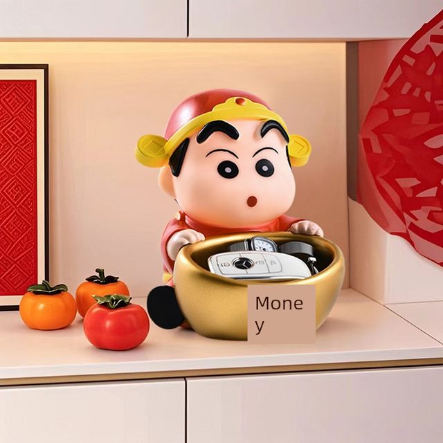 蜡笔小新入户玄关钥匙收纳摆件财神爷周边客厅新年装饰品乔迁礼物