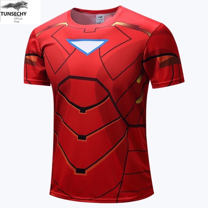 run Quick drying clothes revenge union Iron Man Fitness clothes superman Captain America T-shirt man motion Tights
