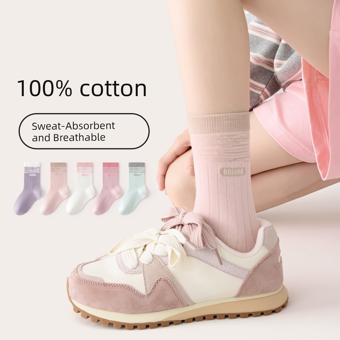 Children's Socks for Girls, Summer Thin Mesh Pure Cotton, Class a Antibacterial, Odor-Resistant, Sweat-Absorbent, for Older Children and Toddlers, Autumn — 4
