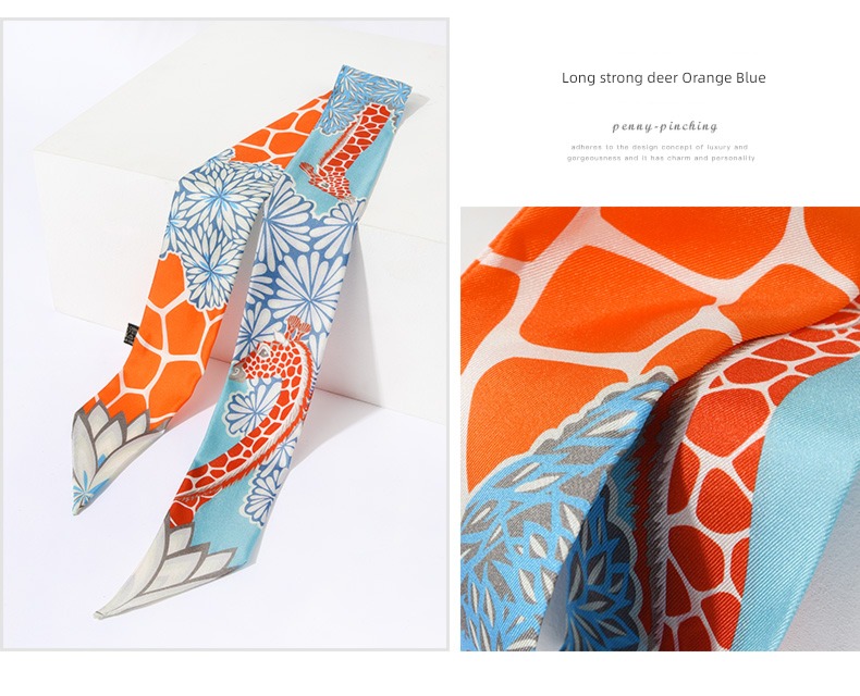 Handle Binding bag Twill silk Thin and narrow Small strip Silk scarf