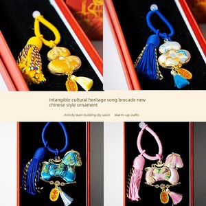 Traditional Handicraft Song Brocade Gourd Pendant DIY Material Kit Hanging Ornament Small Horse Keychain Mid-Autumn Fest