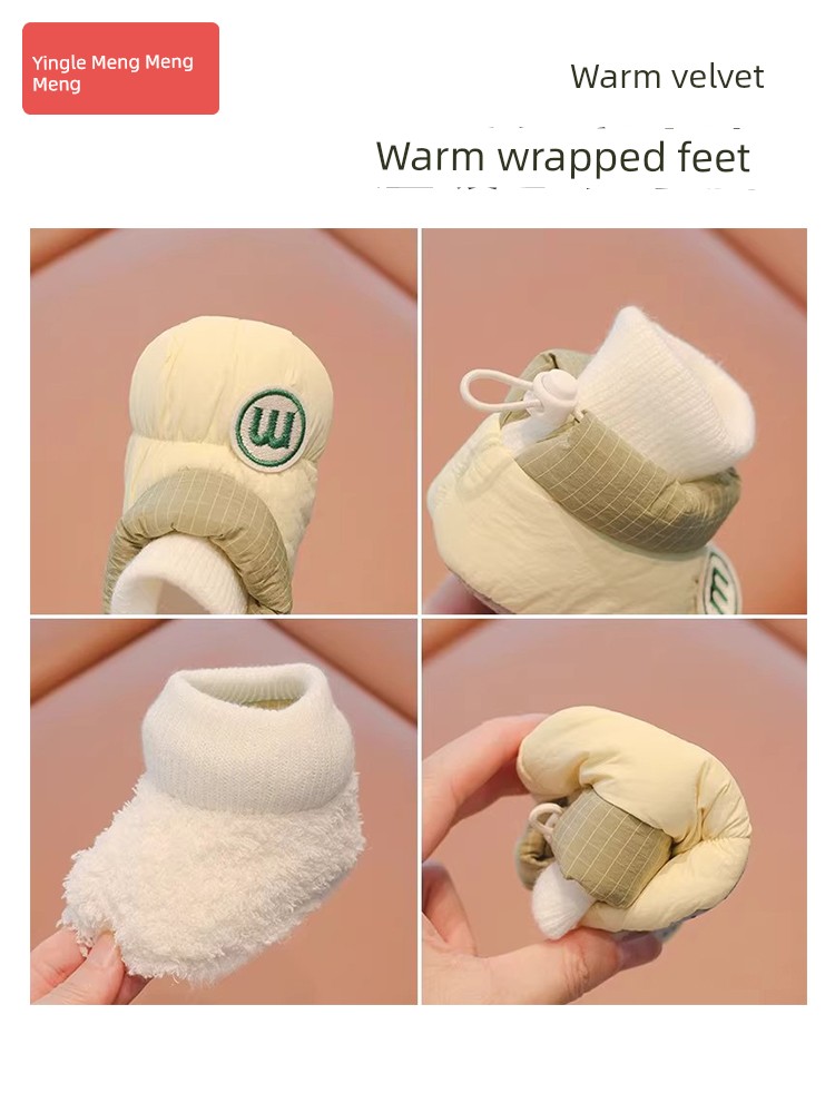 Baby Shoes Winter Fleece Lining 0 to 6 Months 12 Winter Ankle Sock Winter Room Socks Newborn Baby Autumn and Winter Cotton Shoes — 4