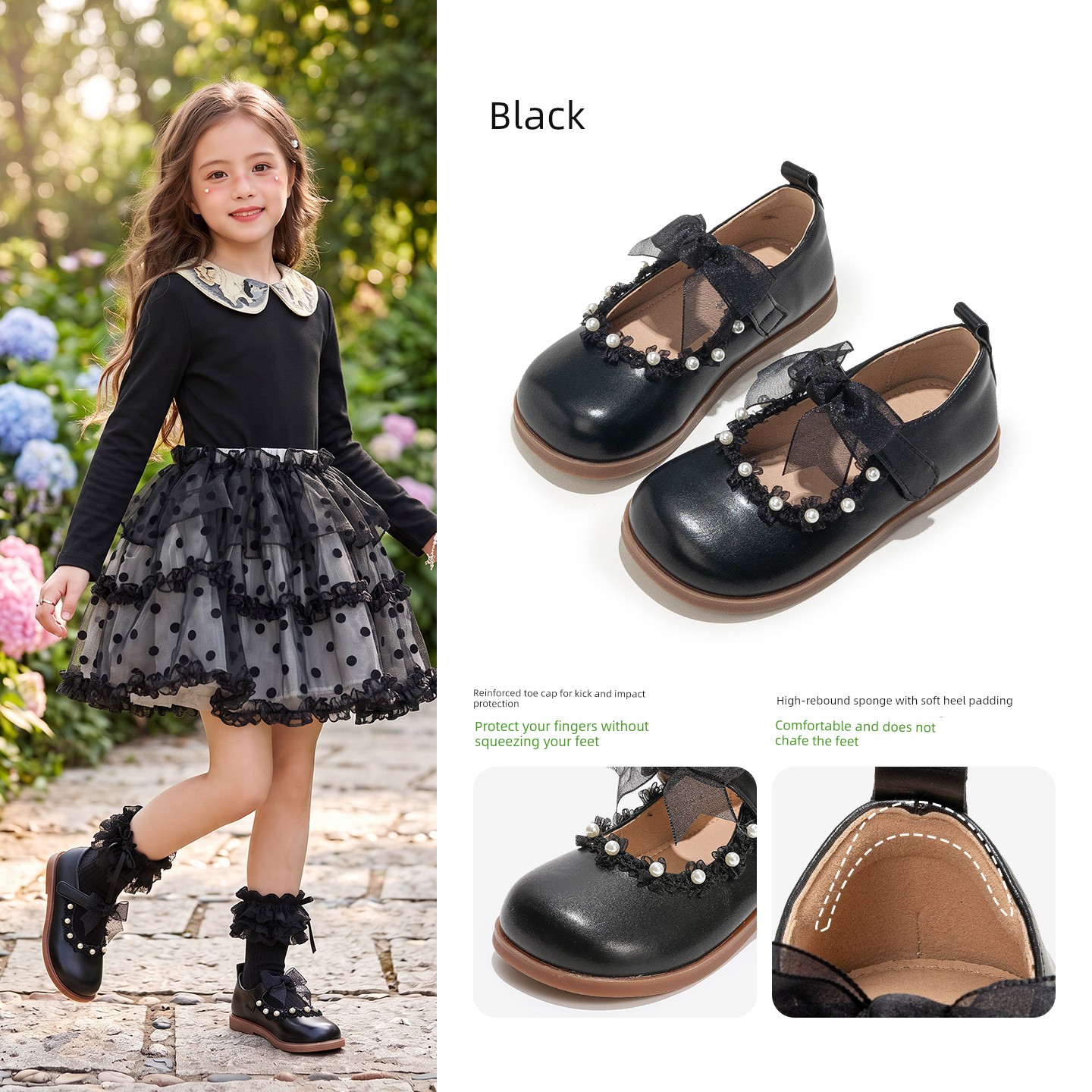 White Kids Soft Bottom Women's Baby Fall and Winter Princess Shoes — 1