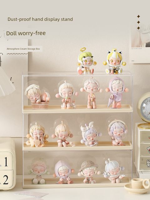 Blind box storage display cabinet cute transparent acrylic desktop display stand hand-doll doll dustproof display box