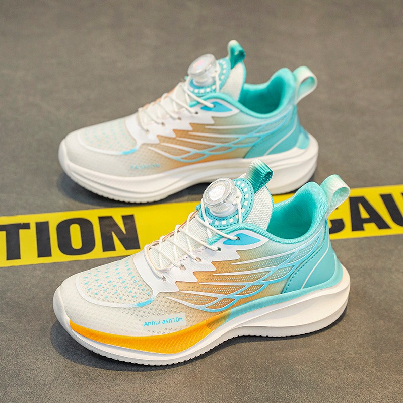 Boys' Sports Shoes 2026 New Model Children's Rotating Buckle Basketball Shoes Autumn Breathable Mesh Running Shoes for Older Children