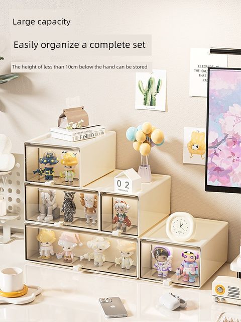 Desktop storage box drawer type figure blind box display rack transparent dustproof Pop Mart storage and finishing box