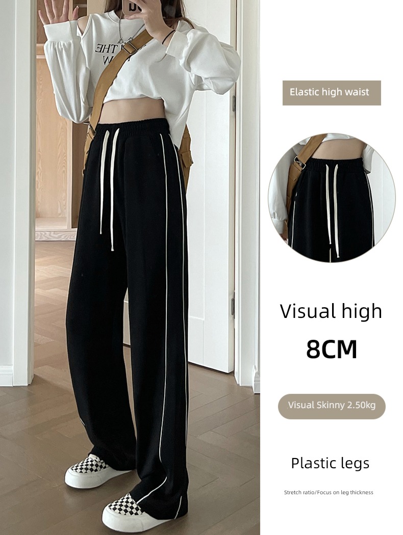 spring and autumn easy Show thin leisure time High waist Drawstring Sports pants