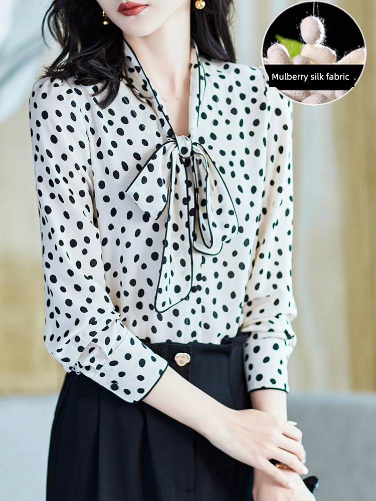 Hangzhou major suit Wave point Ribbon jacket real silk shirt