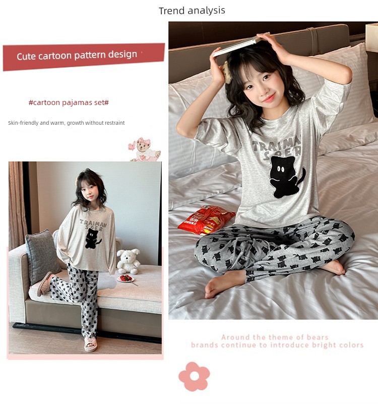 2026 New Children's Long-Sleeve Loungewear Thin Pajama Set Modal Girls' Pajamas Spring and Autumn Internet Celebrity Hot Item — 4