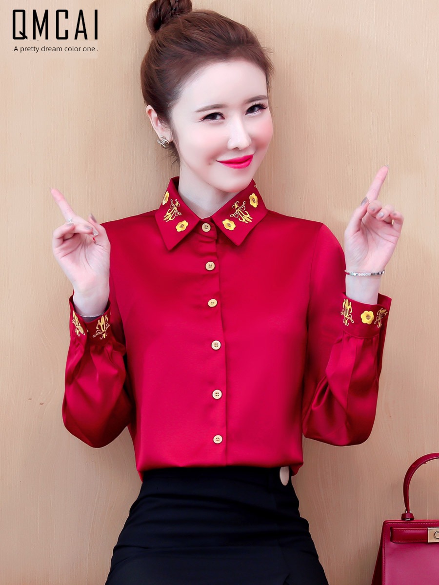 Hangzhou shirt ma'am Long sleeve Advanced sense jacket silk