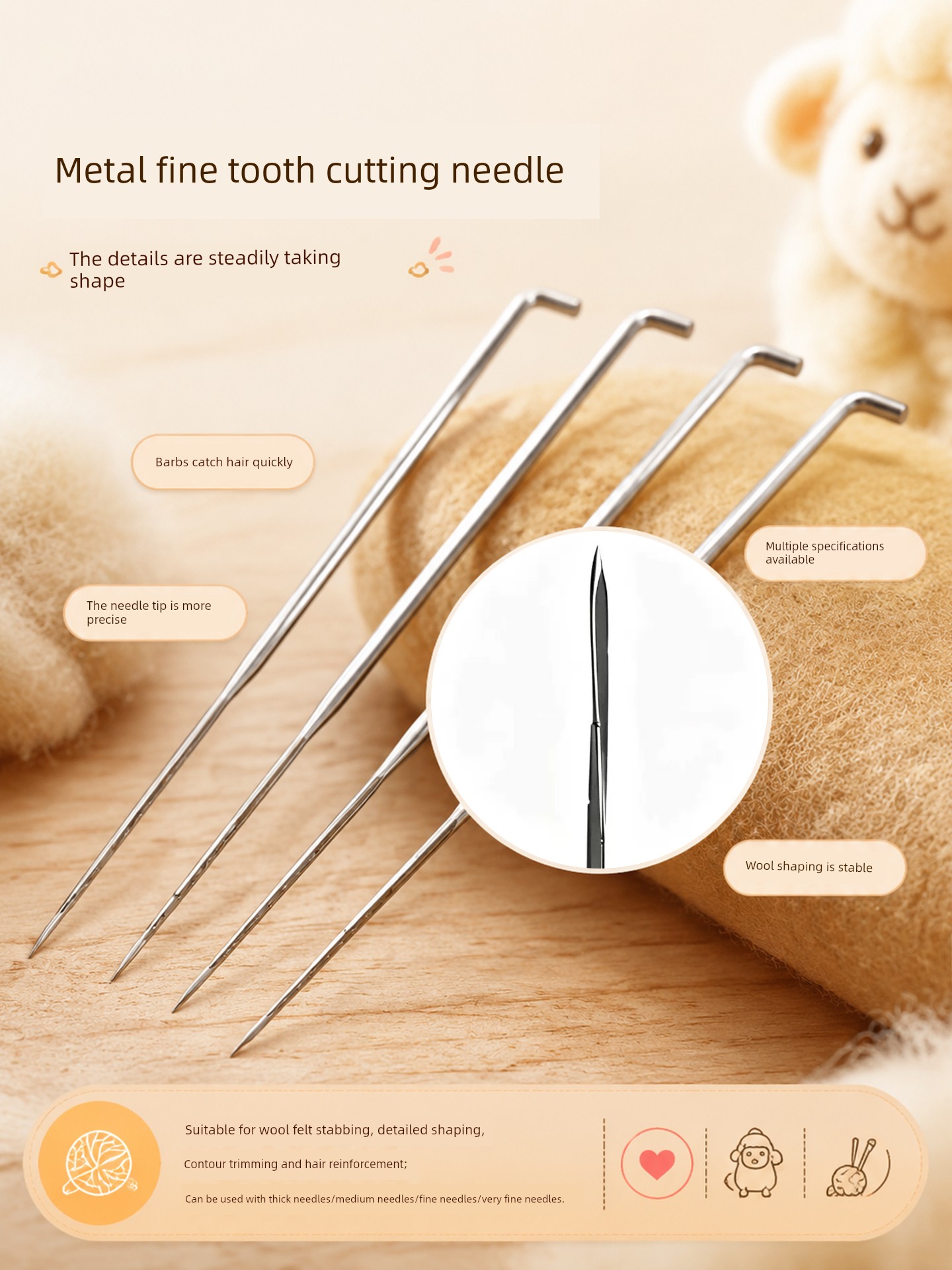 Wool Felt Needle Felting Tool, Wool Felt Needle, Cat Hair Needle, Needle, Triangle Needle