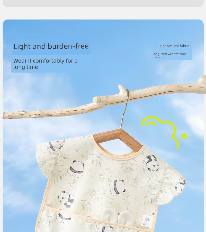 Baby Smock, Kidsren's Eating Bib, Baby Food Supplement, Waterproof and Anti-Dirty, Lace Sleeves for Baby Girls, Summer Thin Apron — 10