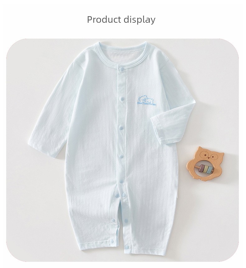 Jq Jingqi Baby Summer Thin Jacquard Romper Long Sleeve Air Conditioning Suit for Boys and Girls Newborn Base Layer Jumpsuit — 11