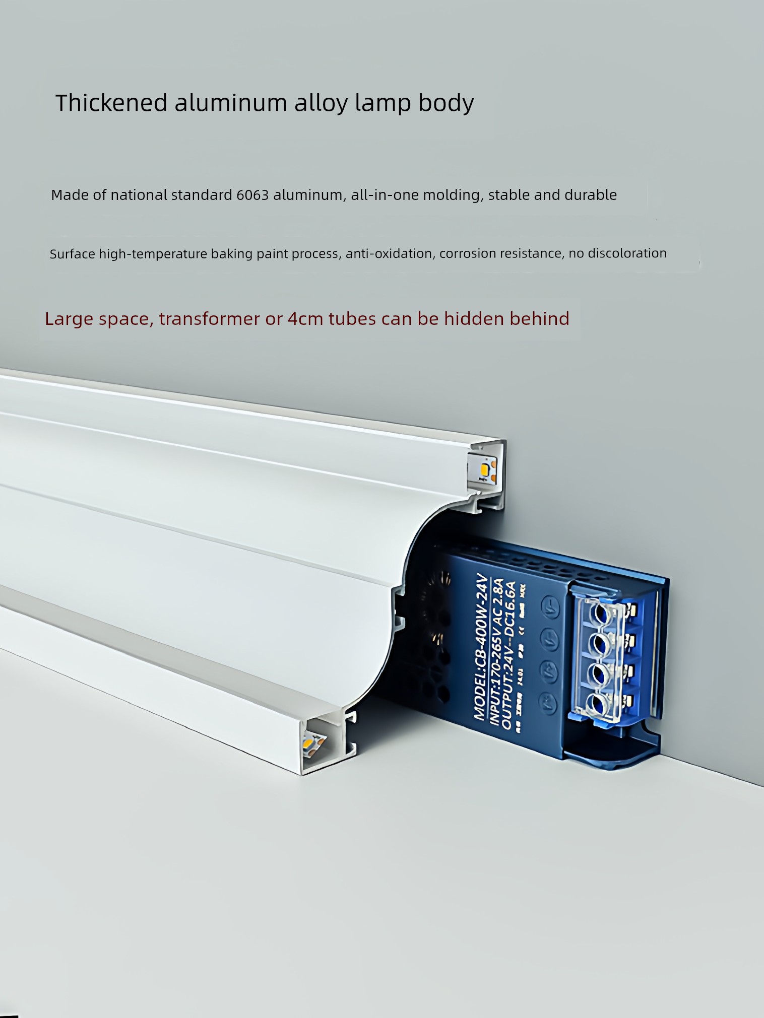 Ceiling-Free Imitation Plaster Line Light with Double-Sided Light-Emitting Light Trough for Living Room, Double Eyelid Surface-Mounted Aluminum Alloy Ceiling Corner Linear Light