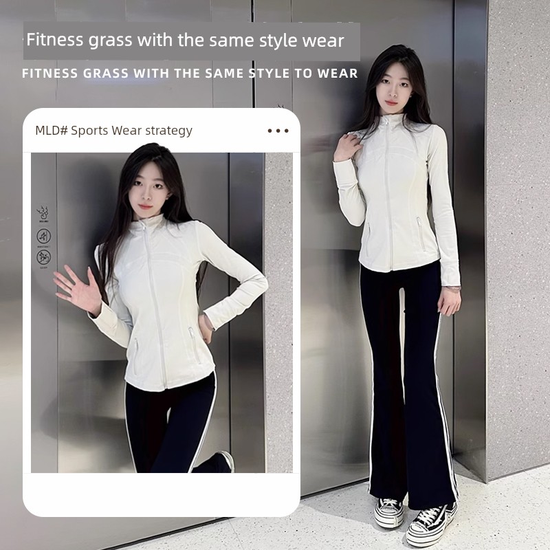 MLD Sports Outwear Women's Spring Stand Collar Zipper Slim Fit Slim Looking Long Sleeve Yoga Wear Running Training Workout Top