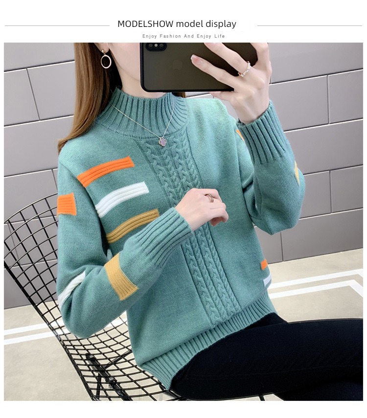 Plush thickening Half high collar sweater Hot money Undershirt