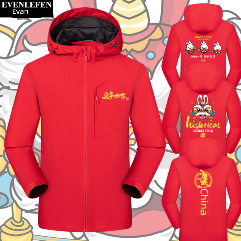 year of the rabbit New year's Day good luck and happiness to you blessing Hooded pizex