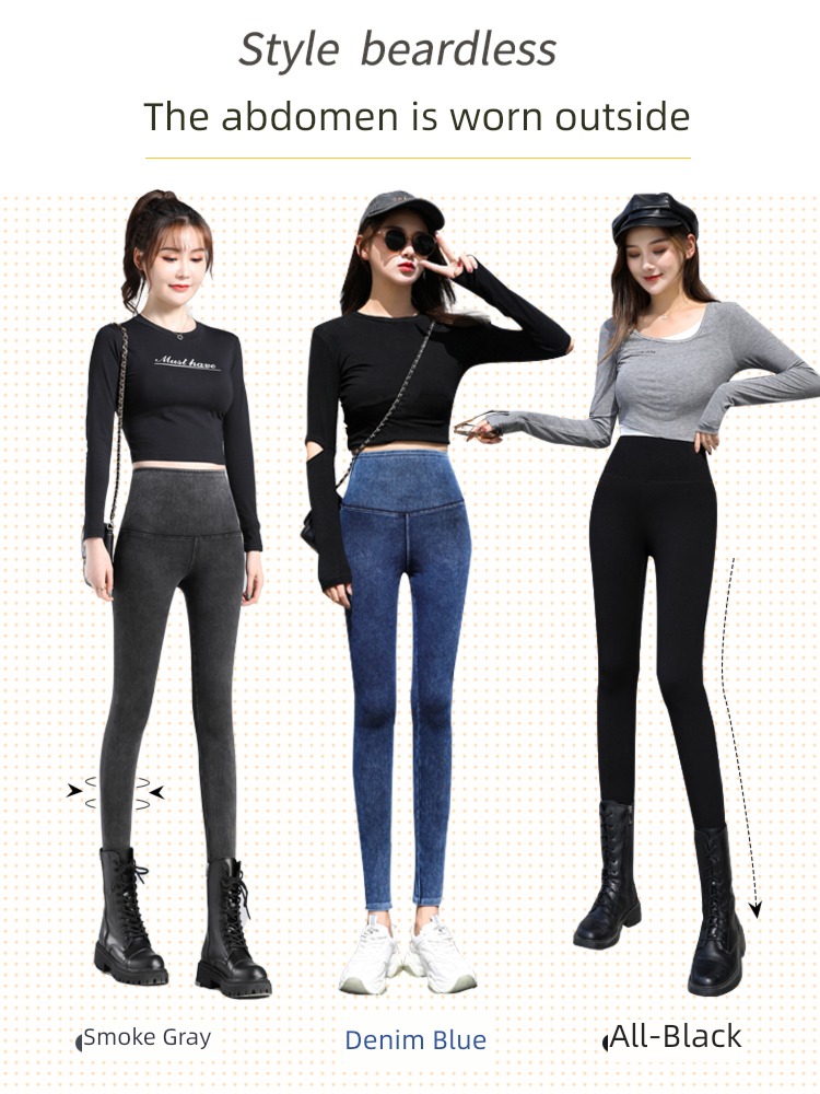 Cicada powder Plush High waist The abdomen Buttock lifting cowboy Bobbi