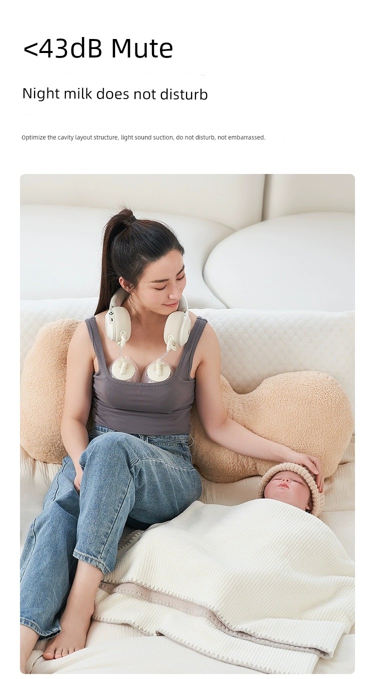 Little White Bear Hands-Free Double Electric Breast Pump, Fully Automatic, Portable, with Shell Storage Bag Accessories, Infinite Adjustable Neck Strap — 25