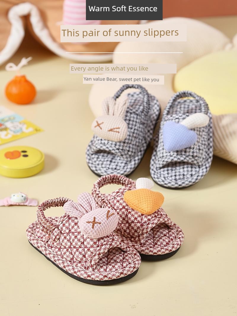 Children's Cloth Cotton Slippers Toddler Little Girl 1-2-3 Years Old Non Slip Soft Bottom Home Shoes Baby Slippers — 3