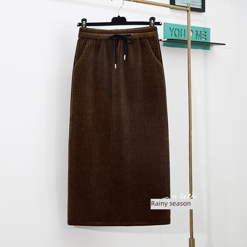 Medium and long term Cover the crotch Show thin a step corduroy skirt
