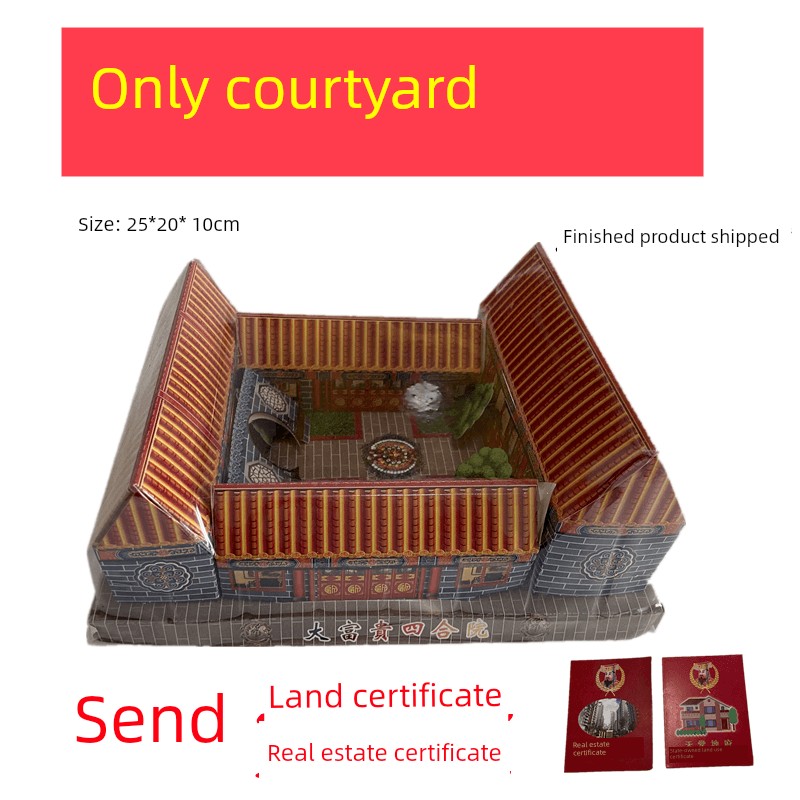 Large Paper Offerings for Grave Cleaning, Four-In-One House Model for the Afterlife, October Ghost Money, Anniversary Qingming Tribute Items, House and Villa Decorations