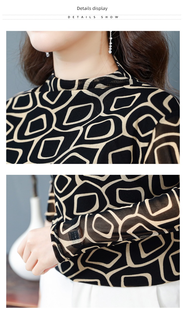 T-shirt Women Long sleeve jacket Undershirt printing Gauze