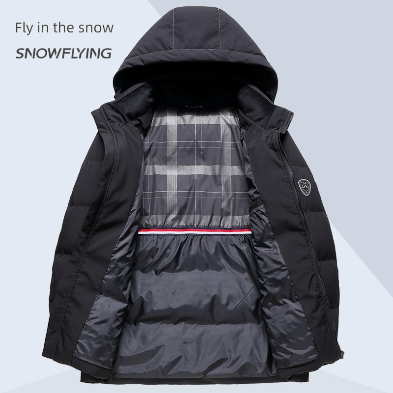 snow flying cotton-padded jacket Hooded leisure time man Down Jackets