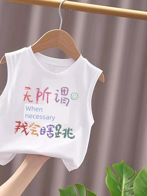 It's Okay, I'Ll Get Spanked When Necessary. Summer Colorful Pure Cotton Children's Vest, Cute Sleeveless T-Shirt for Older Kids — 5