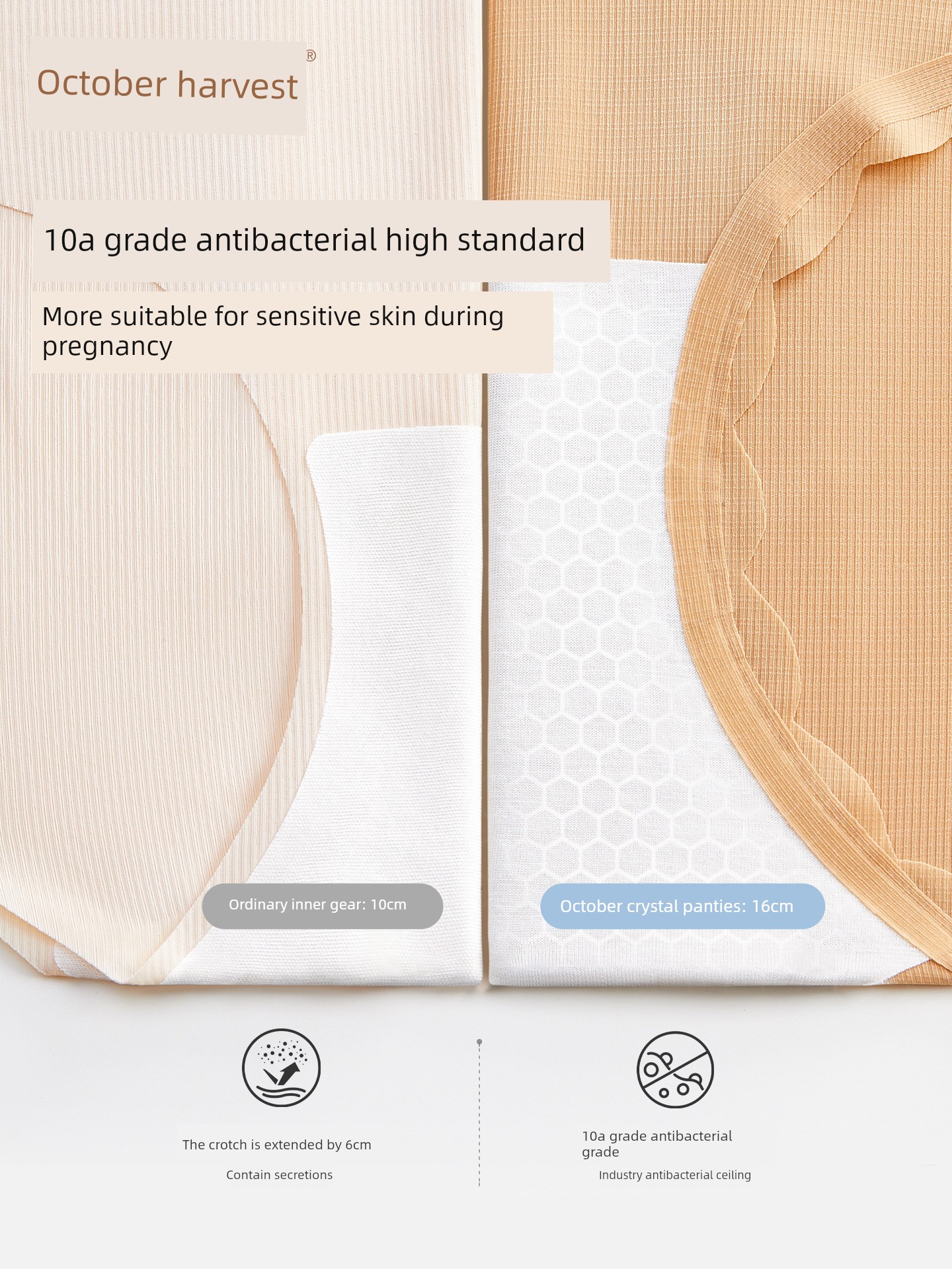 October Crystal Maternity Underwear Invisible Low-Waist Antibacterial Postpartum Lightweight Breathable Ice Silk Pants for Early, Mid, and Late Pregnancy — 2
