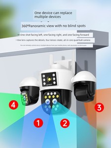 Camera with 360-Degree No-Blind-Angle Wireless Home Use Mobile Phone Remote 4g High-Definition Outdoor Four-Screen Monit