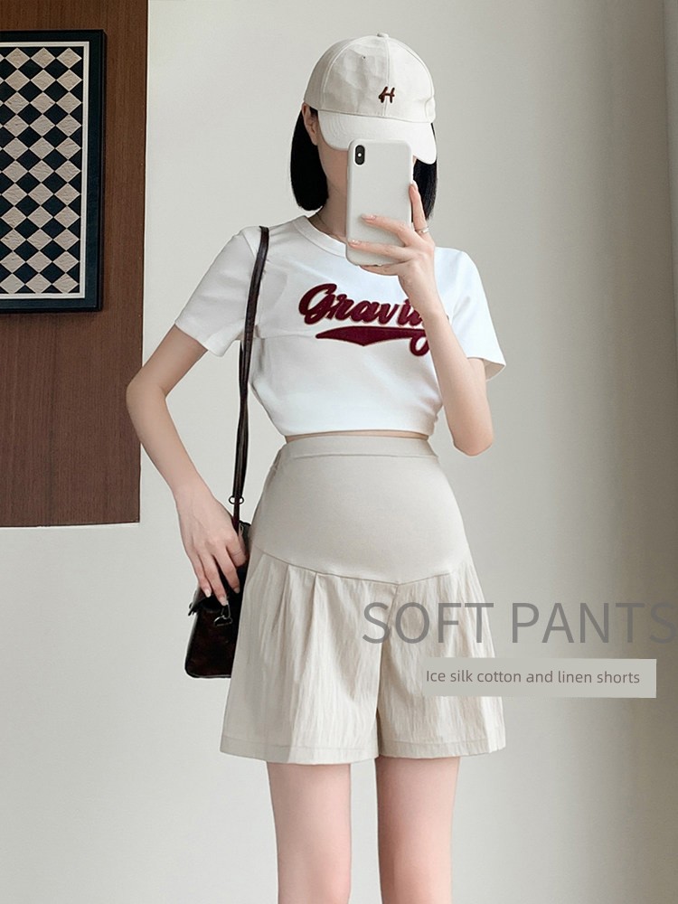 Maternity Shorts for Summer, Thin and Large Size, with Belly Support, Suitable for Pregnant Women, Yamamoto Style, Summer Wear Pants — 2