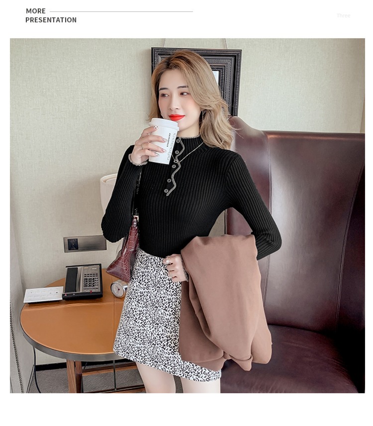 Half high collar Long sleeve jacket Korean fashion Sweater