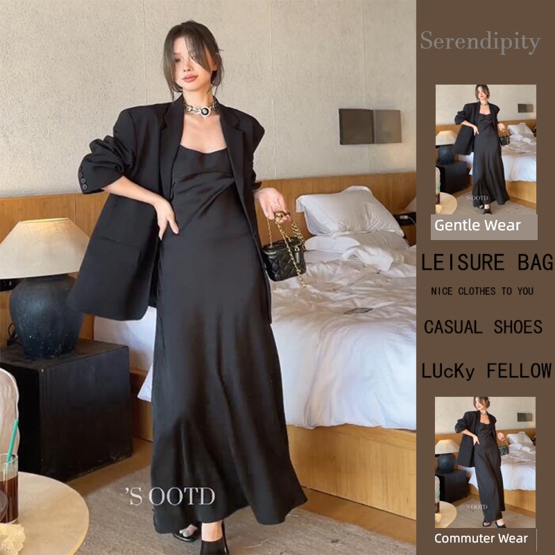 Simplicity senior spring black domineering lady camisole Dress