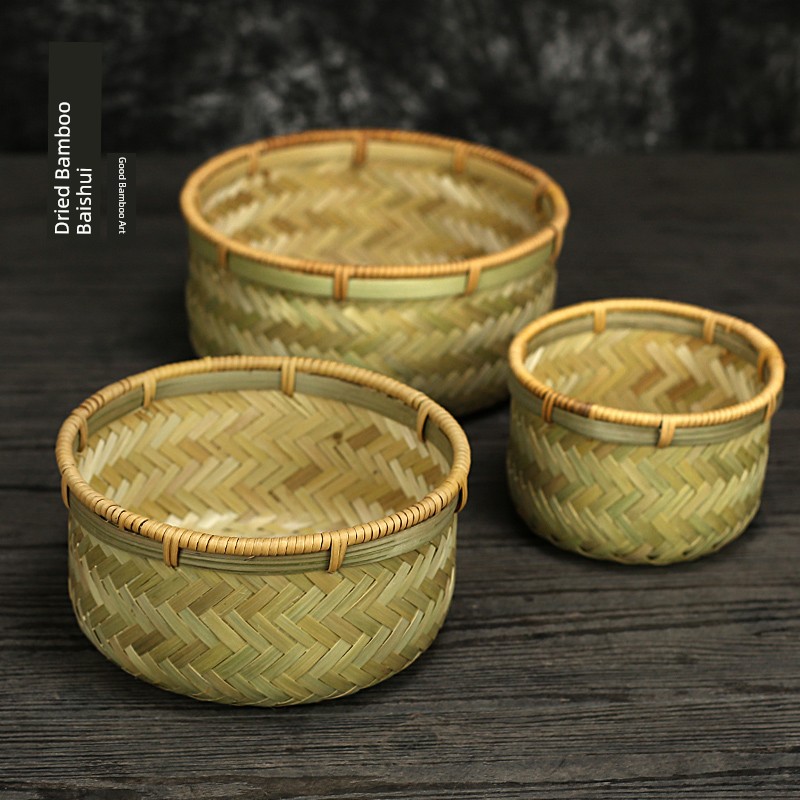 Rattan Mouth Fruit Storage Basket Handmade Natural Bamboo
