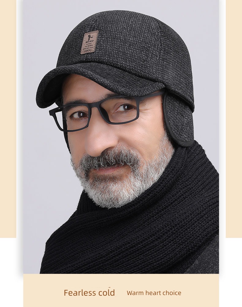 man Autumn and winter dad old man Cold proof Ear protection Hat