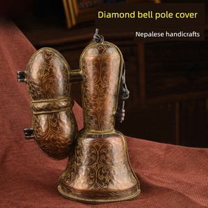 Tibetan Nepal Handmade Pure Copper Carved Bell Vajra Bell Pestle Packaging Outwear Storage Cover Large