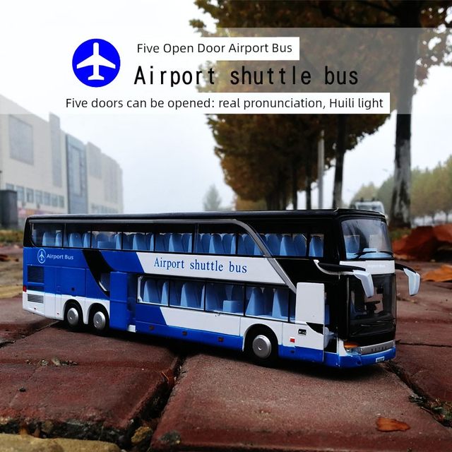 Boy bus toy model simulation double-decker bus alloy five-door bus children's small car
