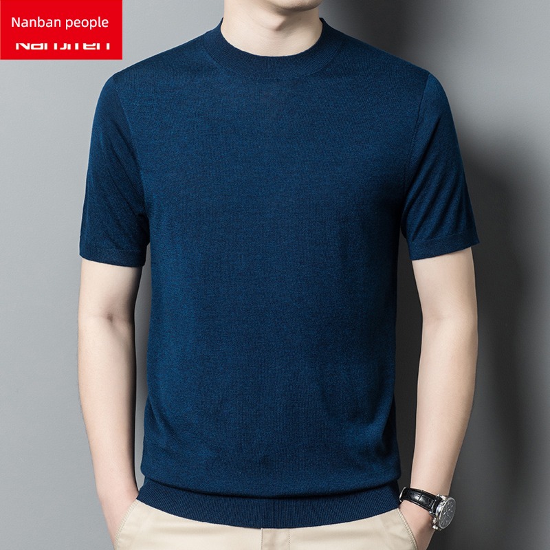 NGGGN mulberry silk Containing wool Round neck Short sleeve T-shirt