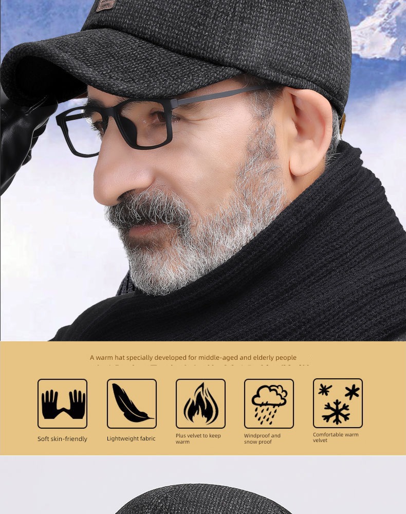 man Autumn and winter dad old man Cold proof Ear protection Hat