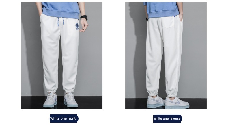white leisure time ventilation Tie one's feet Autumn and winter Nine points sweatpants