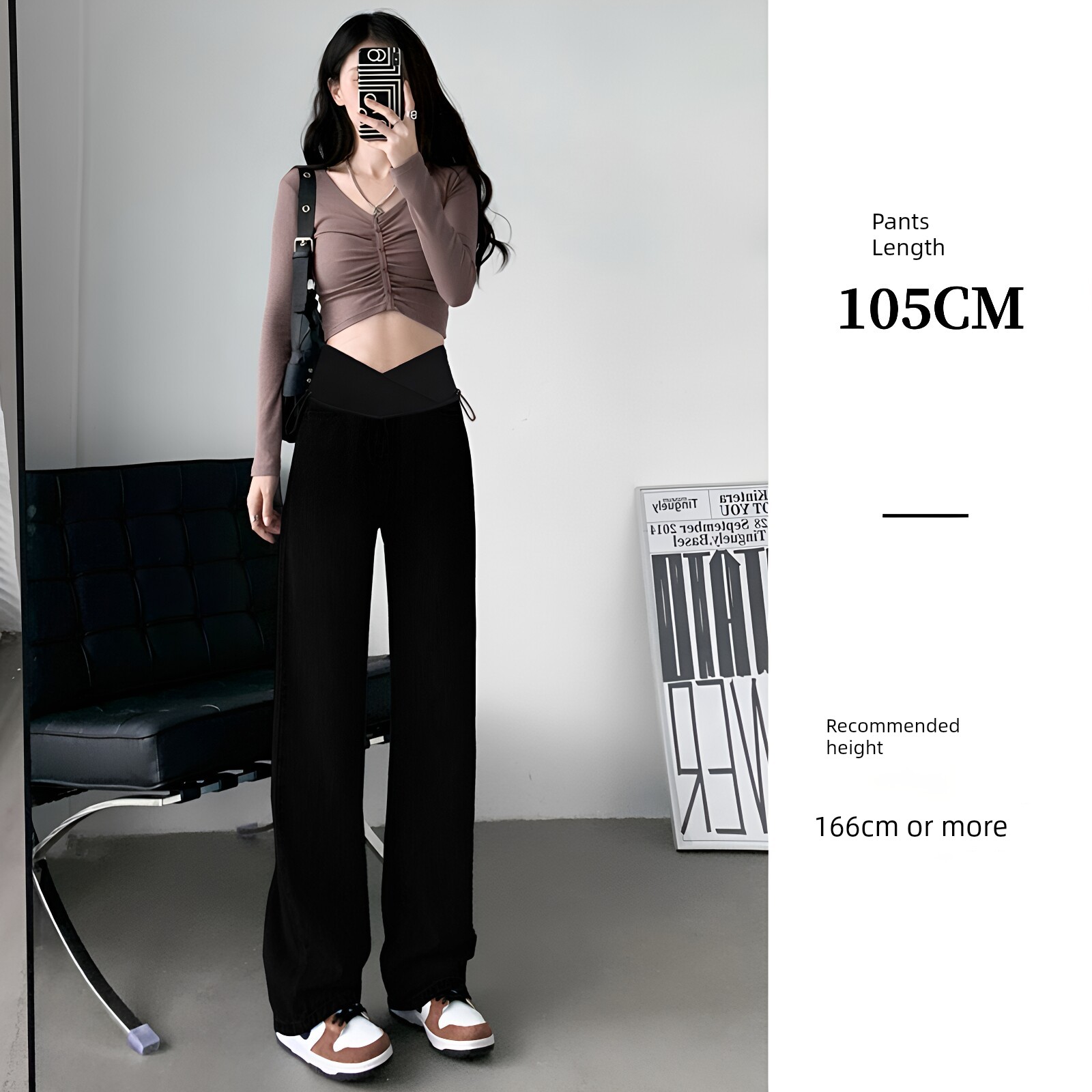 Maternity Pants for Autumn, Black Straight-Leg Pants for Outdoor Wear, 2026 New Style, Low-Waist, Non-Tight on the Belly, Summer Wide-Leg Pants, Autumn Wear — 4