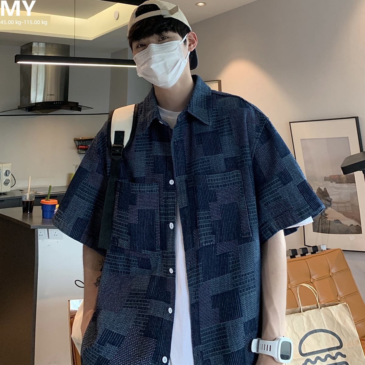 tide ins fat people leisure time Thin coat lattice Short sleeve