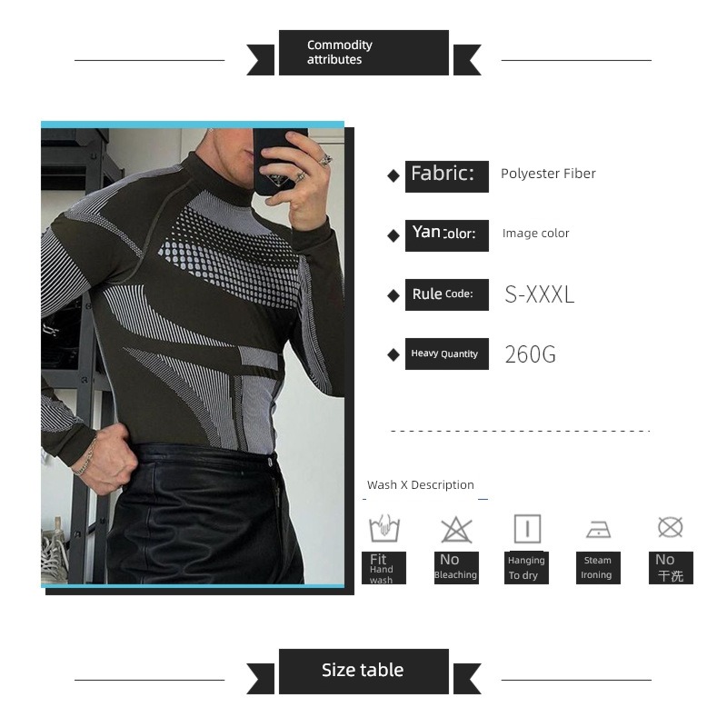 Chaopai Europe and America Long sleeve man Tight fitting High collar Undershirt